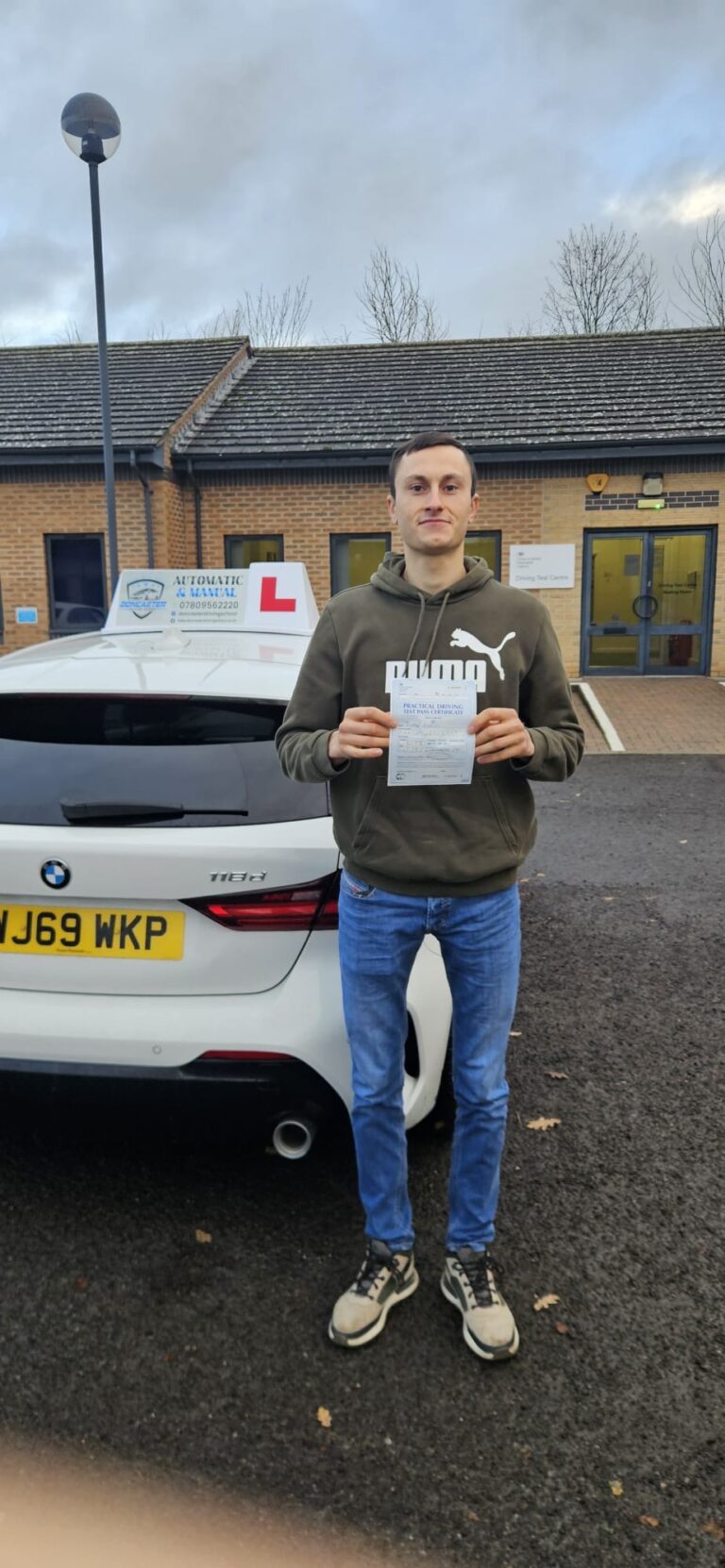 Learner driver completing manual driving lessons